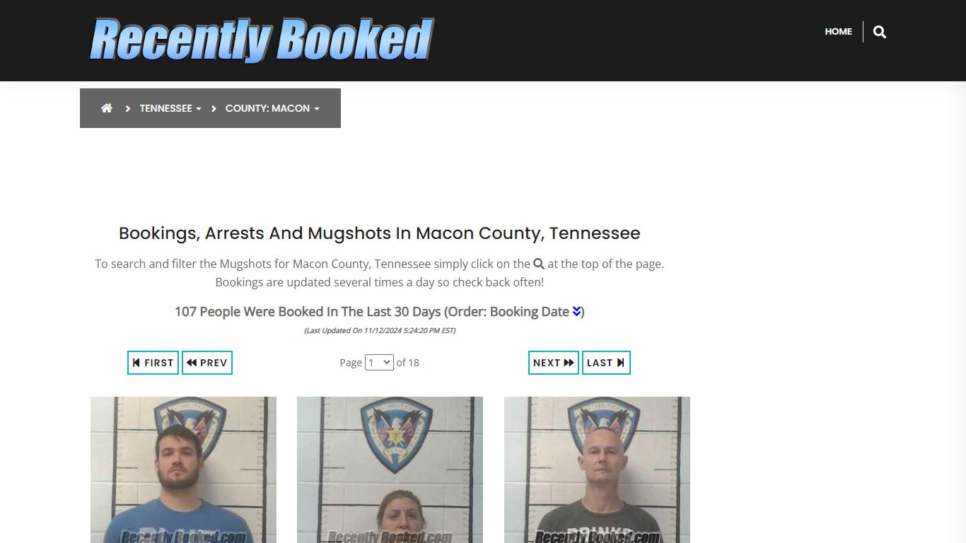 Bookings, Arrests and Mugshots in Macon County, Tennessee - Recently Booked