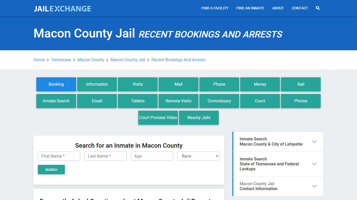 Macon County Jail TN Recent Arrests and Bookings - Jail Exchange